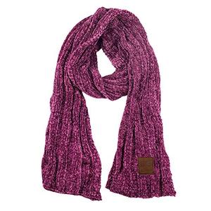 C.C Women's Ultra Soft Chenille Ribbed Thick Warm Knit Shawl Wrap Scarf-Lavender
