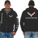 Jh Design Men's Chevy Corvette C 7 Collage Black Full Zip Up Hoodie (X-Large, CLG2-black)