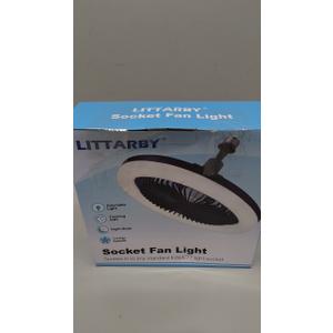 Socket Fan Light with Remote Control, 3 Colors 3000K-6500K Dimmable LED Light Bulb Fan Screw in Ceiling Fan for Bedroom, Kitchen, Storage Room, Closet, Wireless Small Ceiling Fans with Lights - White