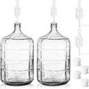 2 Pieces Glass Carboy Glass Water Jug with Drilled and Undrilled Silicone Stoppers and Airlock Glass Fermenting Jug Fermentation Jar Clear Beer Carboy for Beer Making(Clear,5 Gallon)