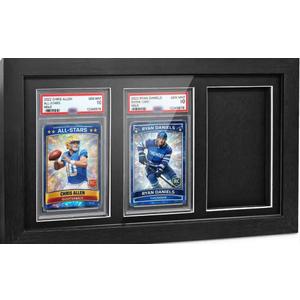 3-Slot Wooden Graded Card Display Case, Wall-Mount & Tabletop Frame for Sports & TCG Cards, Compatible with PSA, CGC, TAG Slabbed Holders