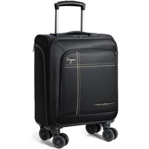 Softside Carry on Luggage Airline Approved, 17 Inch Underseat Carry-on Luggage with Removable Spinner Wheels, Small Personal Item Suitcase for Travel Business (Black, 17 inch_Underseat)