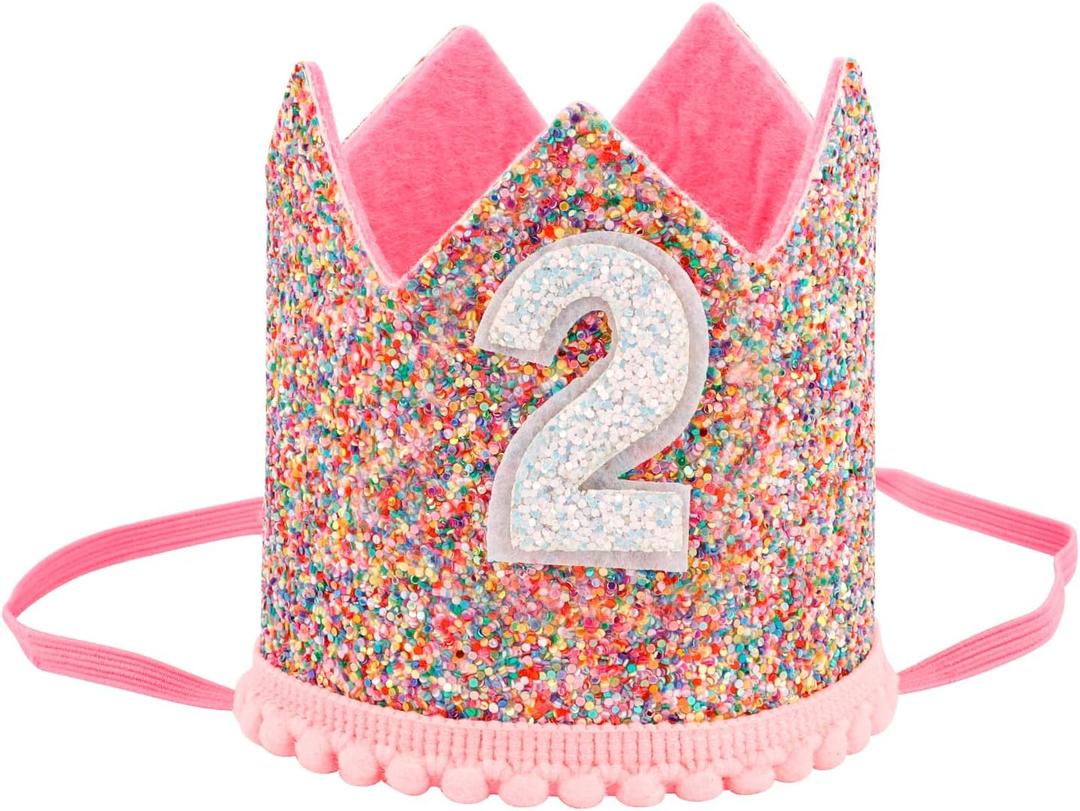SuPoo 2nd to 6th Birthday Decorations for Girl Sprinkle Birthday Hat Headband Birthday Crown for Girl Princess Tiara Gift