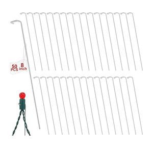 Hicarer 50 Pack Christmas Light Stakes 8 Inch Metal Lawn Ground Stakes for Yard LED String Lights for Outdoor Garden Lawn Pathway Patio Walkway Decorations
