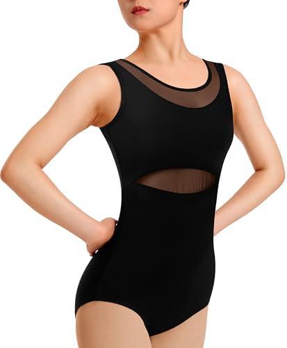 Sanmsoner Dance Leotard for Women Ballet Mesh Tank Gymnastics Dancewear,Chest Padded Lining, Small