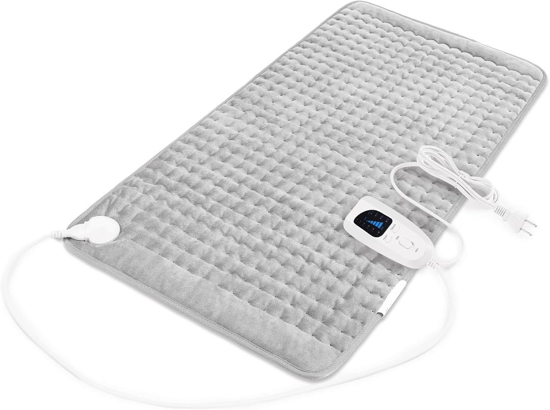 Deepsoon Heating Pad,Electric Heating Pads for Back,Neck,Moist Heating Pad for Abdomen Shoulder Knee Legs,Dry/Moist Heat&Auto Shut Off,Mother's Day Birthday for Men and Women,Light Gray,33x17 Inch