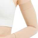 Compression Lymphedema Arm Sleeves for Women, 20-30 mmHg Full Arm Support for Swelling Recovery Circulation (X-Large, Beige)