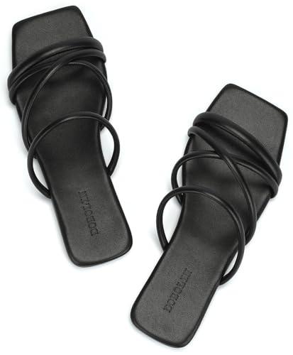 Women’s Flat Sandals Strappy Square Open Toe Slide Sandals Dressy Comfortable Wide Feet Friendly, 40N Women’s Flat Sandals Strappy Square Open Toe Slide Sandals Dressy Comfortable Wide Feet Friendly, 40N
