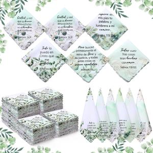 HunnmingRe 30 Pcs Spanish Bible Verse Handkerchief Bulk Christian Party Favor Women Inspirational Quote Christian Prayer Gift