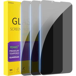 PEHAEL 3Pack for iPhone 16e/14/13/13 Pro Privacy Screen Protector Full Coverage Anti-Spy Tempered Glass Film 9H Hardness Easy Installation Bubble Free [6.1 inch]