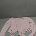 Women Wrap Top Thumb Hole Long Sleeve Self Tie Workout Shirt Pilates Ballet Yoga Tops (US, Alpha, Small, Regular, Regular, Pink)