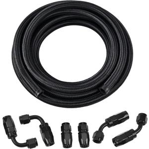 EVIL ENERGY 6AN Fuel Line Kit,AN6 Braided Nylon Fuel Hose CPE 10FT Black
