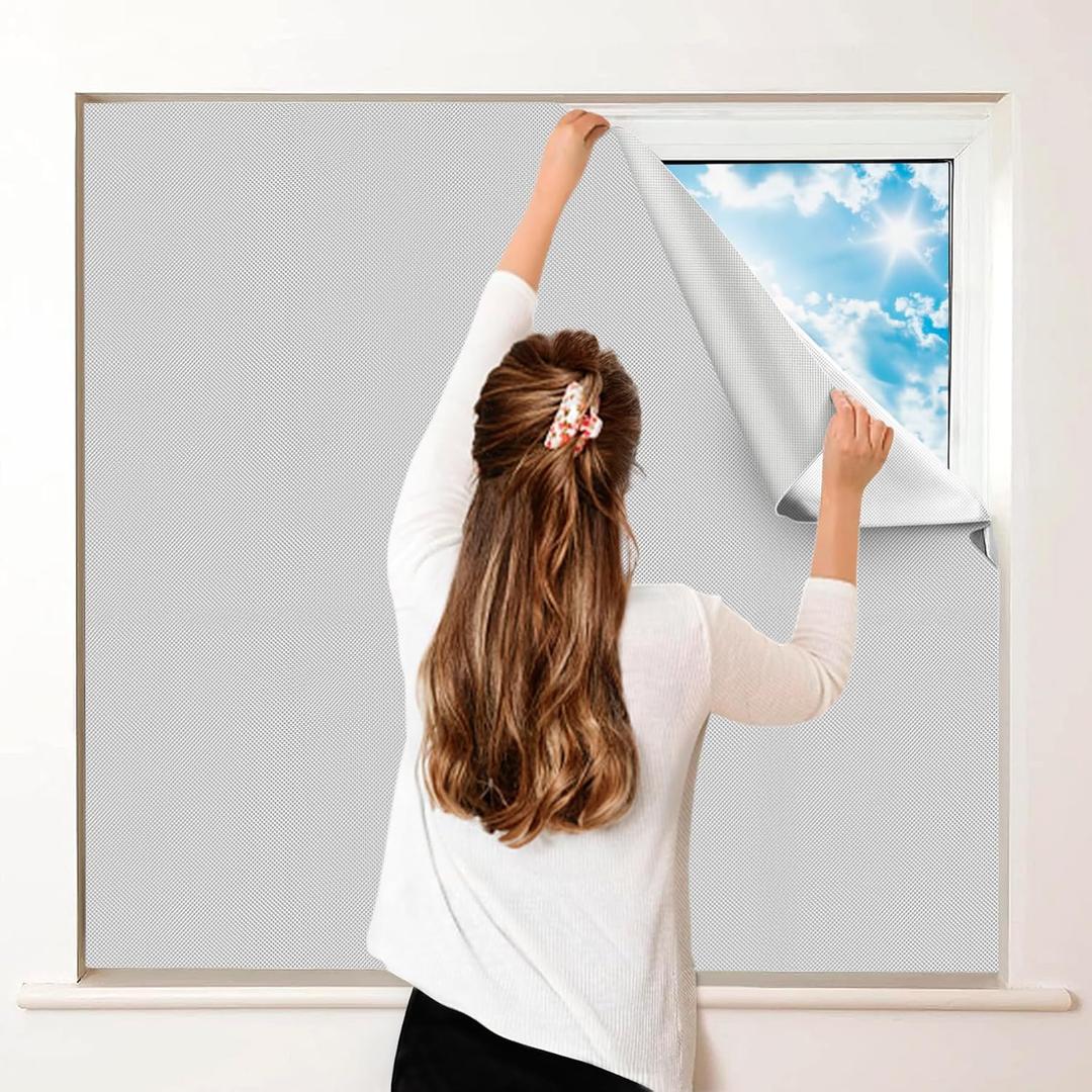 100% Blackout Curtains for Bedroom, Portable DIY Window Blinds, No Drill Window Shades & Blackout Blinds with Stickers & Tabs for Travel, Dorm Room, Media Room (Grey, 118" x 57")