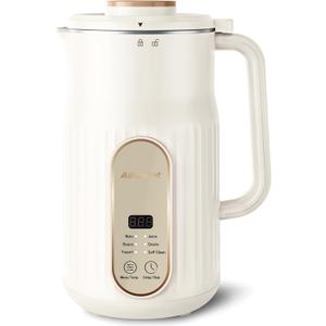 Nut Milk Maker, AlfaBot N2 Automatic Almond Milk Machine for Homemade Plant-Based Milk, Oat, Soy, Yogurt, 5 Modes/35OZ Big Capacity Soy Milk Maker with Delay Setting and Self Cleaning (Cream)