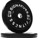 Fitvids Olympic Bumper Plates Set, 2" Weight Plates for Strength Training & Weightlifting, Paris or Set or Set with Barbell, Multiple Options (Black,  25LB)