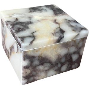 Natural Marble Ring Jewelry Box Cotton Swab Storage Box with Lid Storage Box (Calacatta Violet)