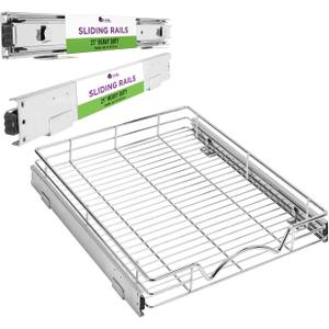 HOLDN STORAGE Pull Out Cabinet Organizer, Heavy-Duty Caddy, Steel Metal Cabinet Drawers, Full Extension Sliding System w/Extra pair of Tracks - 17W x 21D - Requires At Least 18-1/4 Cabinet Opening