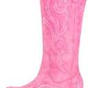 IUV Cowboy Boots For Women Mid Calf Cowgirl Boots Pointy Toe Western Boot (6, Pink)