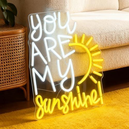 You Are My Sunshine LED Neon Sign, Sun Shape Light Up Sign USB Powered Dimmable Decorative Neon Light Home Bedroom Living Room Wall Table Decor 16.5 x 12.8 In