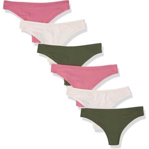Amazon Essentials Women's Microfiber Underwear, Pack of 6 (Medium, Dark Military Green/Rose/Soft Pink)