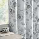Xwincel 100% Blackout Curtains for Bedroom, Grey Floral Printed Curtains 96 Inches Long for Living Room Darkening Thermal Insulated Watercolor Patterned Drapes, Grommet Window Curtains 2 Panels