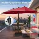 SUPERJARE 13FT Outdoor Umbrella for Patio, Double sided Pool Umbrellas with Fade Resistant Canopy, Large Table Umbrella for Deck, Market, Backyard - Burgundy(No Base)