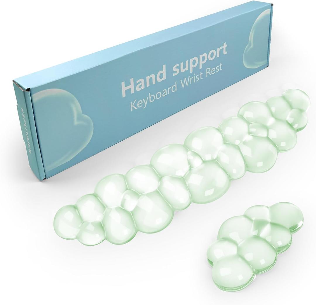 Gel Cloud Keyboard and Mouse Wrist Rest, Cute Wrist Support and Arm Support Keyboard Rest for Keyboard and Mouse Typing Pain ReliefSuitable for Office/Computer/Laptop/Gaming Green