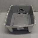 Amazon Basics Large Cat Litter Box with High Sides, Open Top, Includes Scoop, 19 x 15 x 11.75 inches, Grey/Beige