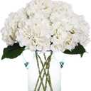 Kimura's Cabin 6pcs Fake White Flowers Artificial Silk Hydrangea Flowers Bouquets Faux Hydrangea Stems for Home Table Centerpieces Wedding Party Decoration (White)