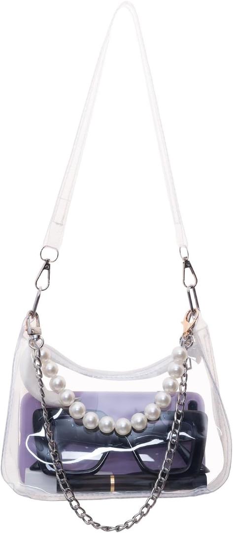 Heliltd Clear Purse for Stadium Events 7x2.8x6 inch Clear Bag Stadium Approved Bag 3 Strap Stadium Approved Bags for Concerts (15.75 inch, Transparent Color)