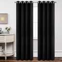 Joydeco Blackout Curtains 95 Inch Length 2 Panels Set, Thermal Insulated Long Curtains& Drapes 2 Burg, Room Darkening Grommet Drapes for Living Room Bedroom Window (W52 x L95 Inch, Black)