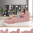 Yoga Chaise Lounge Indoor, Ergonomic Reading Chair for Adults, Multifunctional Foam Recliner for Living Room,Adjustable Footrests & Lumbar Support PillowYoga Chair