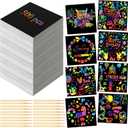 Lenwen Scratch Cards Rainbow Note Scratch Pads with 20 Bamboo Stylus for Adult Paper DIY Paper Craft Kits Birthday Party Favors Supplies(Rainbow Holographic,500)