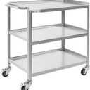 Hally Stainless Steel Utility Cart 3 Tier NSF Commercial Heavy Duty Metal Mobile Food Rolling Cart with Handle and Wheels for Kitchen, Restaurant, Hospital, Laboratory and Home, 31" L x 19" W x 34" H