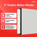 Staples Heavy-Duty 3-Inch D-Ring Binder, White Large Capacity 3-Ring Binder with Pockets, Holds Up to 600 Sheets