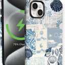 Compatible for iPhone 16 Pro Max Case Compatible with MagSafe [6ft Drop Tested] Rugged Shockproof Protective Phone Case for Women Men Summer Coastal Sea Shell Ocean Collage Blue Aesthetic Design