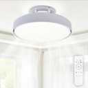 Bladeless Ceiling Fan with Light and Remote, White Modern Enclosed Ceiling Fan, Dimmable Led Bladeless Fan Light, Low Profile Flush Mounted Fan Indoor