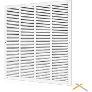 Fancat 24x24 Duct Opening | Steel Return Air Grille | Vent Cover Grill for Sidewall and Ceiling | HVAC Cold Air Intake Grille | White | Outer Dimensions: 25.75"W X 25.75"