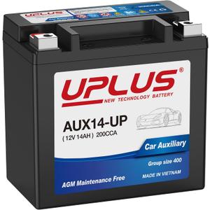 UPLUS Auxiliary Battery AUX14-UP 12V 14Ah 200 CCA, AGM Maintenance Free Rechargeable SLA Backup Batteries replace for AUX14, AUX12, BCI Group 400