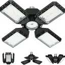 LED Garage Light,150W Deformable Garage Ceiling Lights,15000LM, 4 Adjustable Panels, E26/E27 Shop Lights for Basement, Barn, Workshop,High Bay Light