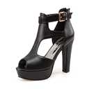 Women's Platform Chunky Block High Heel Peep-Toe Dress Sandals Matte Black Label Size 38 - US 7.5