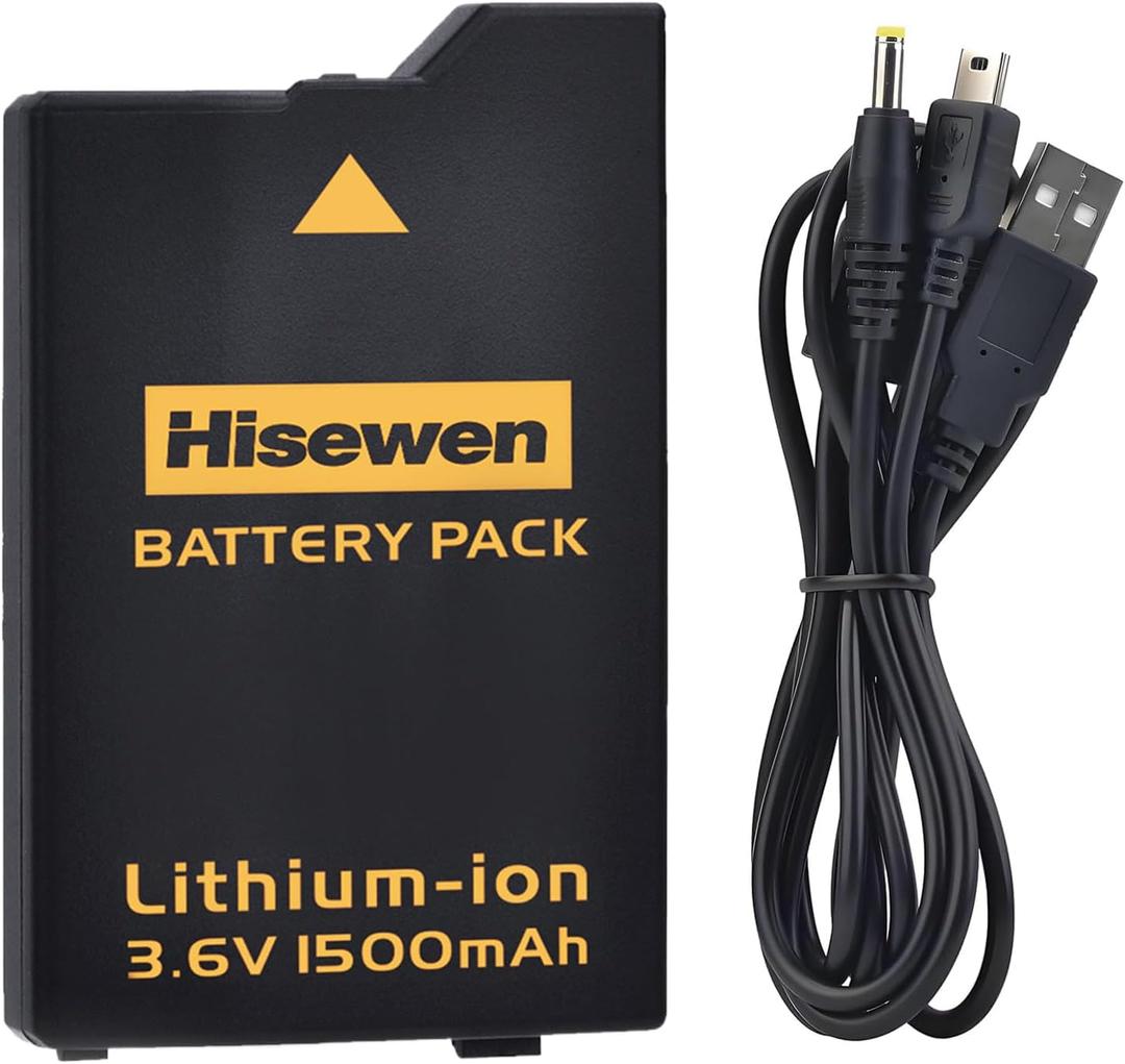 Hisewen PSP 3001 Battery with PSP Charger Cable for Sony PSP 3000 / PSP Slim 2000 PSP-S110,PSP-3001, PSP-3000, PSP-3002, PSP-3004, PSP-2001, PSP Slim Console