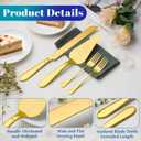 Eisinly Cake Cutting Set for Wedding, Elegant Cake Knife and Server Set with Stainless Steel Forks, Cake Cutter and Pie Spatula for Couples Wedding Registry, Engagements, Anniversary, 4 Pcs, Gold