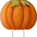 Glitzhome Fall Decorations Outdoor 37.5" Large Metal Pumpkin Decor Yard Stake or Hanging Sign for Home Outside Garden Lawn Porch Thanksgiving Decorating