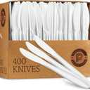 PLASTICPRO Cutlery 400 Mediumweight White Disposable Plastic Knives