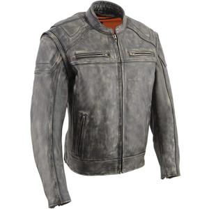 Milwaukee Leather MLM1509 Men's Distressed Brown 2 in 1 Leather Jacket with Zip-Off Sleeves (Large)