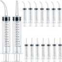 TIHOOD 16PCS 12ml/cc Plastic Syringes Set, Syringe with Curved Tip and Straight Tip, Disposable Irrigation Syringe Mouthwash Cleaner for Oral Care, Animal Feeding, with Measurement