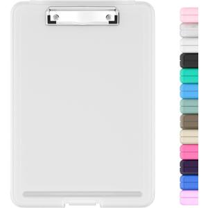 Hongri Clipboard with Storage, 8.5 x 11 Nursing Clip Board Foldable Storage for Nurses, Lawyers, Students, Classroom, Office, School, Size 13.4 x 9.4 X 0.9 in, Matte Clear