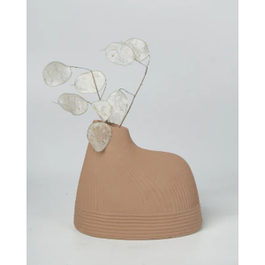 Porcelain Vase 8 x 6 x 7 Inch Beige