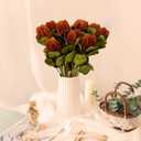 6Pcs 23inch Artificial Flowers Fake Fall Banksia Flower Orange Long Stem Autumn Faux Banksia Flowers Floral Arrangements for Home Bedroom Table Wedding Party Boho Decor